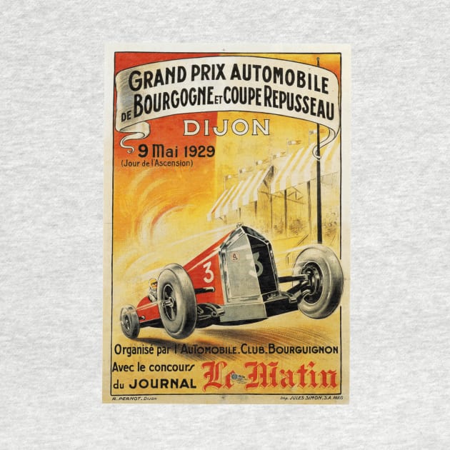 French Grand Prix, Dijon - 1929: Vintage Poster Design by Naves